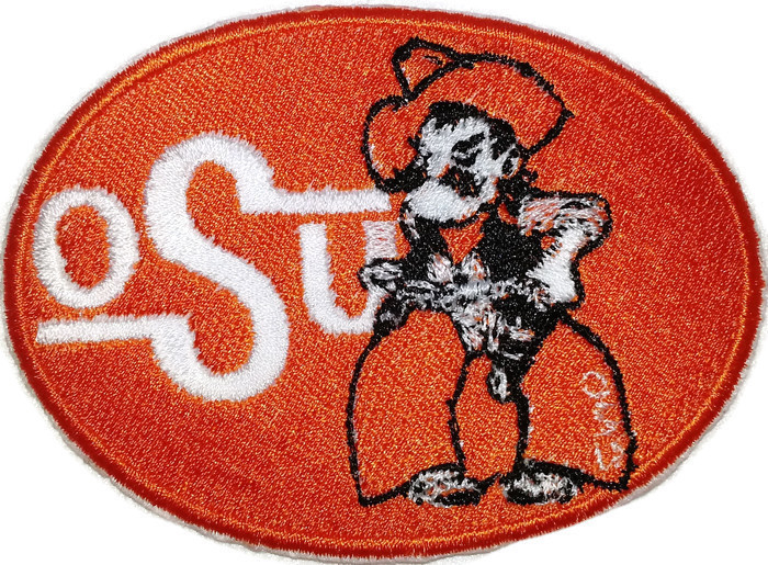 Oklahoma State Cowboys Pistol Pete Mascot Logo Iron On Embroidered