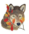 Wolf in Autumn Leaves