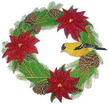Goldfinch And Poinsettia Wreath