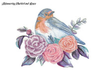 Shimmering Bluebird and Roses