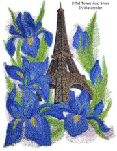 Eiffel Tower And Irises