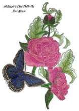 Meleager's Blue Butterfly And Roses 