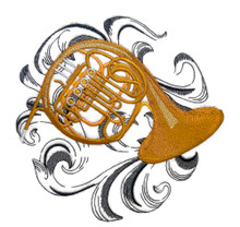 French Horn with Baroque Background