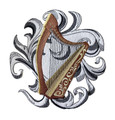 Harp with Baroque Background
