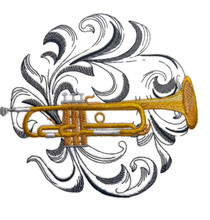Trumpet with Baroque Background
