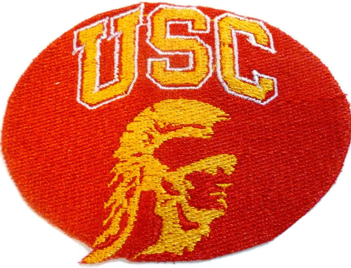 USC Trojans Embroidered Iron-On Patch - Vintage Old Stock, Approx. 2.5" X 2.75"