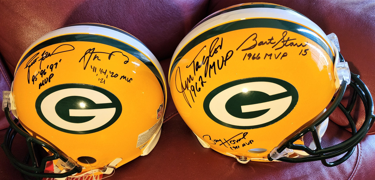 Limited-Time Super Discount** The 5MVP Signed Green Bay Packers Proline  Helmet Signed by Paul Hornung, Jim Taylor, Bart Starr, Brett Favre, and Aaron  Rodgers - Packer Greats