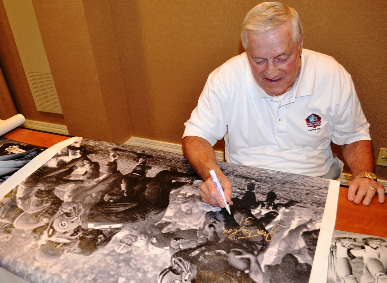 Mud Bowl Fine Art 24x36 Canvas Autographed by Jim Taylor and Paul Hornung  - Packer Greats