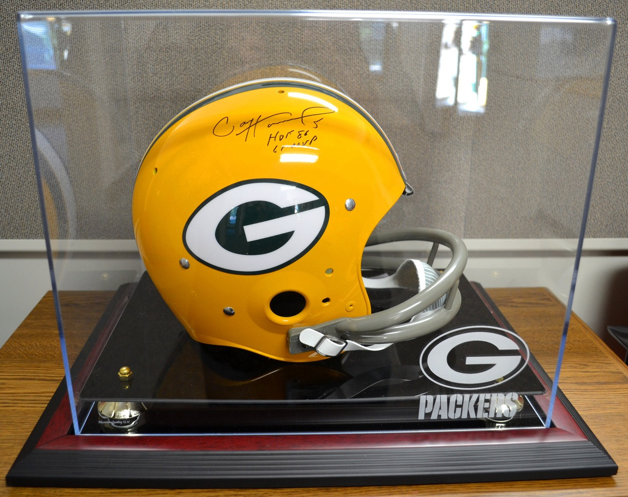 Paul Hornung Signed Green Bay Packers TK Suspension Helmet with Double  Inscription