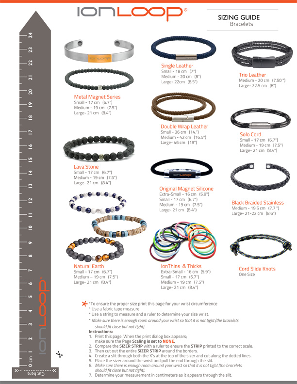 Sizing Guide Size your Bracelets to match your wrist.