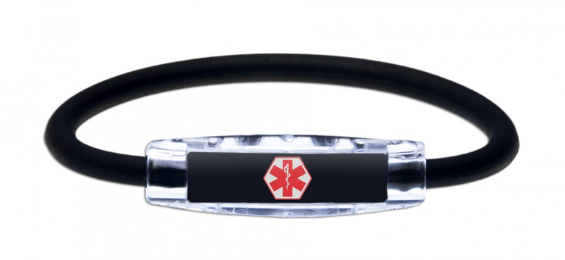 Universal Medical Alert Black Bracelet Large 21cm 8.4