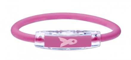 The IonLoop Hot Pink "Pink Ribbon" Bracelet contains negative ions and magnets. For every Pink Ribbon Bracelet purchased on this website, IonLoop will donate $1 for breast cancer research.
(front view)
