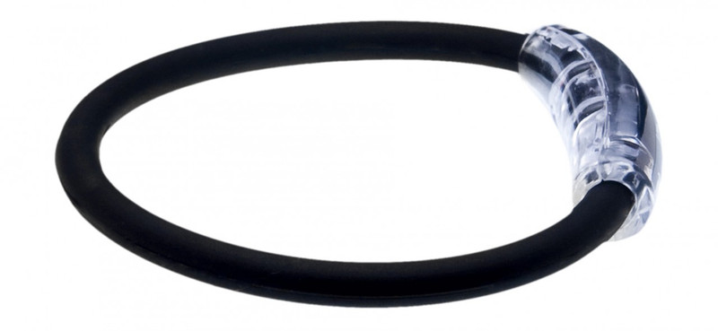 The IonLoop Black Believe Bracelet contains negative ions and magnets.
(side view)