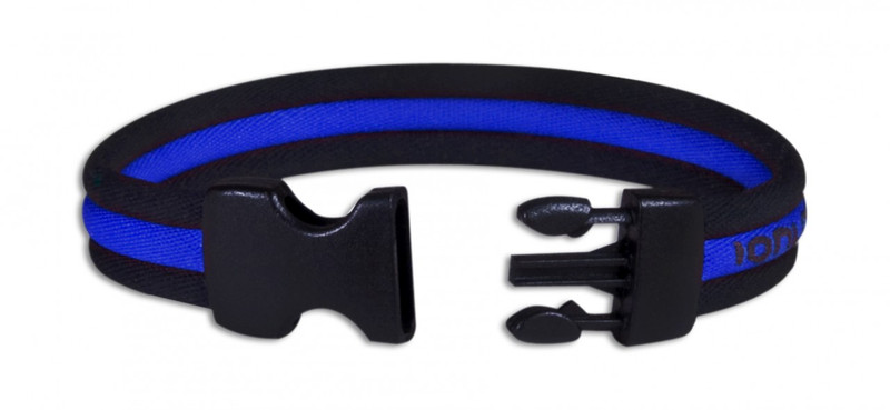 Black Stripe Ionic Bracelet with Blue Stripe
(front view)
