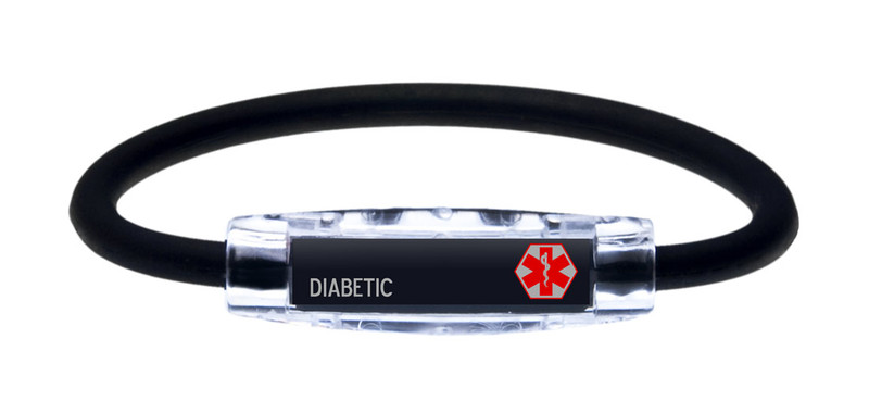 IonLoop Black Diabetic Bracelet 
(front view)