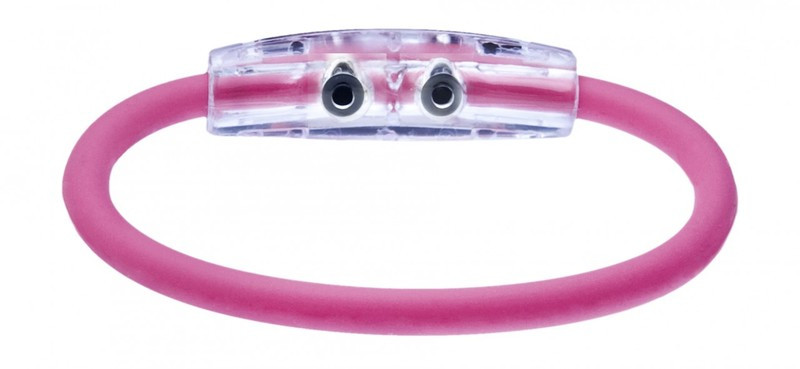 The IonLoop Hot Pink Golf 1 Bracelet contains negative ions and magnets.
(back view)