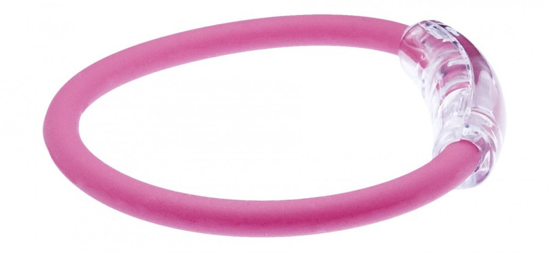 The IonLoop Hot Pink Golf 1 Bracelet contains negative ions and magnets.
(side view)