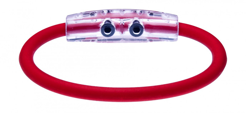 The IonLoop Ruby Red Golf 1 Bracelet contains negative ions and magnets.
(back view)