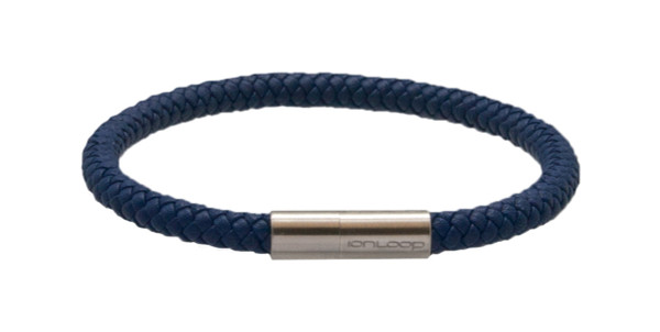 ブレスレット Numbering Wavy Heart Leather Cord Bracelet #5959 5BNY882 Navy Blue Braided Leather | Negative Ions + Magnets
