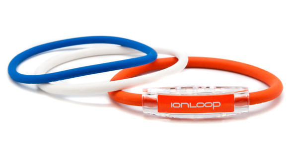 TRI Loop Orange Crush Pak 
1 Orange Crush Magnet IonLoop Bracelet, 2 IonThins (Royal Blue, Pearl White)