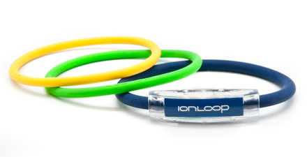 TRI Loop Navy Blue Pak 
1 Navy Blue Magnet IonLoop Bracelet, 2 IonThins (Apple Green & Mellow Yellow)