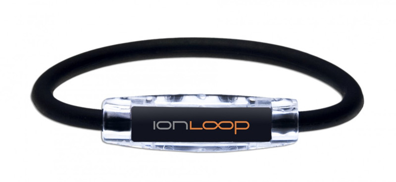 IonLoop Jet Black Sport Bracelet contains negative ions and magnets
(front view)