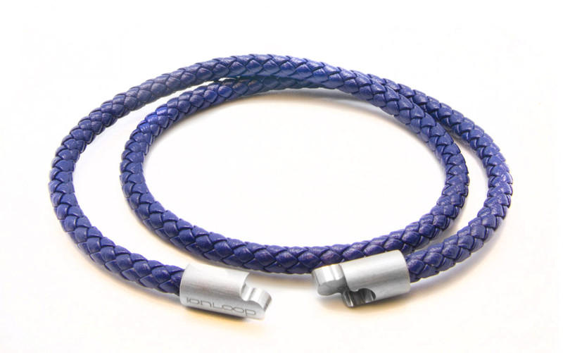 Indigo Blue Double Wrap Leather Braided Bracelet 
(Clasp)