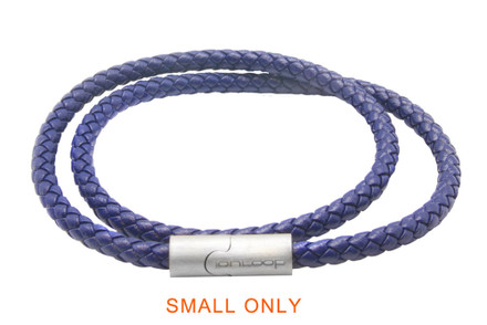 Indigo Blue Double Wrap Leather Braided Bracelet 
(Front)