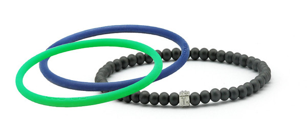 mag/fusion Royal Blue + Apple Green  Pak
1 mag/fusion magnetic Bracelet, 2 IonThins  ( Royal Blue + Apple Green )