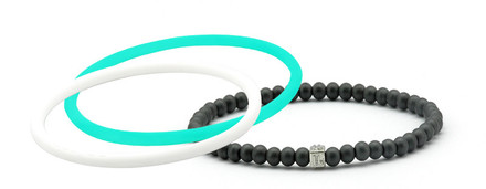 mag/fusion Turquoise Sea + Pearl White  Pak
1 mag/fusion magnetic Bracelet, 2 IonThins  (Turquoise Sea + Pearl White)