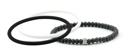 mag/fusion Jet Black + White  Pak
1 mag/fusion magnetic Bracelet, 2 IonThins  (Jet Black +  White)