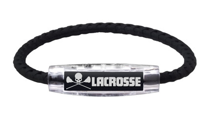 IonLoop Jet Black Braided Sport Bracelet contains negative ions and magnets
(front view)
