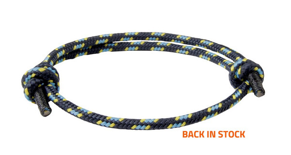Black Denim Cord  Slide Knot Bracelet - Front
Back In Stock with Negative Ions