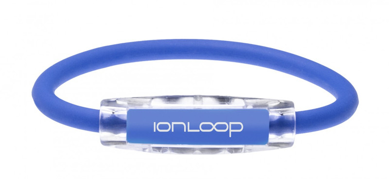 The IonLoop Royal Blue Bracelet contains negative ions and magnets.
(front view)