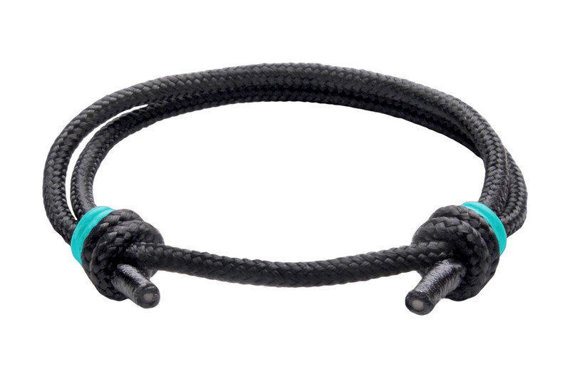 NEW   Spider Black Cord Slide Knot w/Teal Dash Bracelet - Front