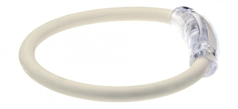 The IonLoop Pearl White 1 Bracelet contains negative ions and magnets.
(side view)