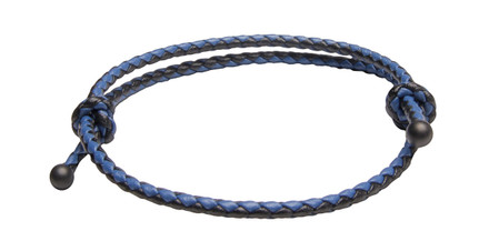 Black & Blu Slide Knot Leather Braided Bracelet - Front