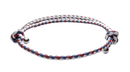 NEW- USA White, Red & Blue Slide Knot Leather Braided Bracelet - Front