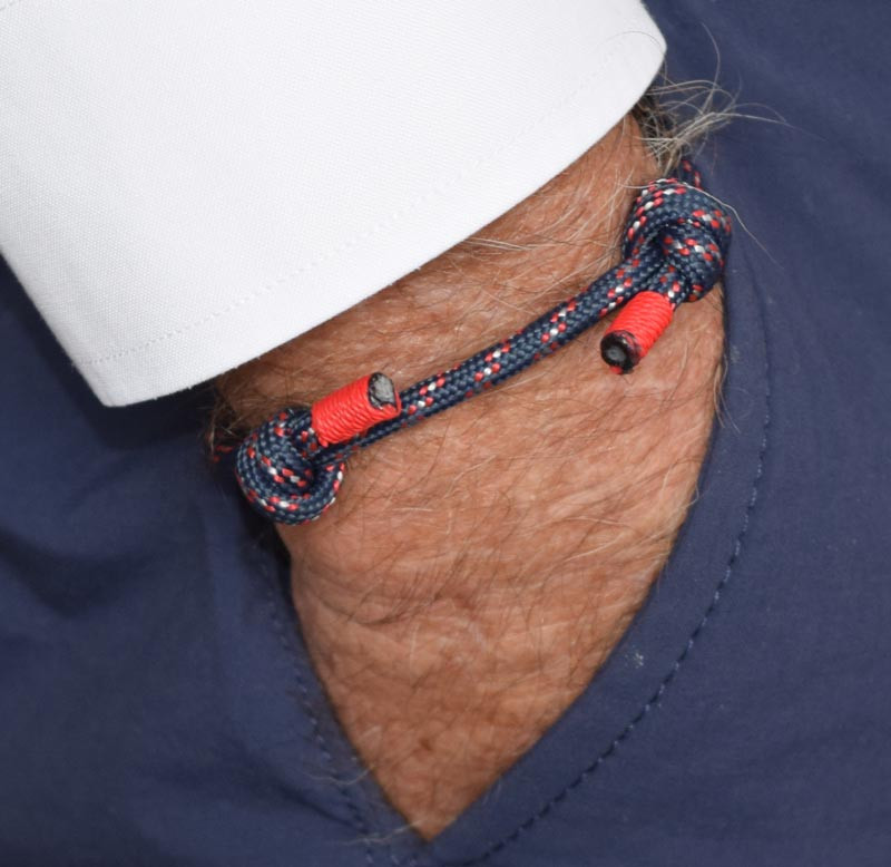 NEW Navy Red Cord Slide Knot Bracelet
(Front)