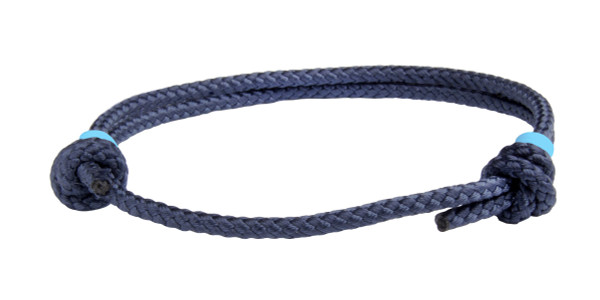 NEW   Navy Blue Cord Slide Knot w/Light Blue Dash Bracelet - Front