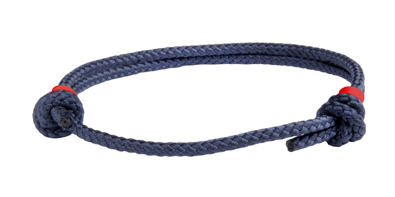 NEW   Navy Blue Cord Slide Knot w/Red Dash Bracelet - Front