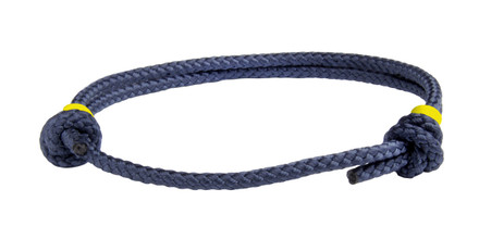 NEW   Navy Blue Cord Slide Knot w/Yellow Dash Bracelet - Front