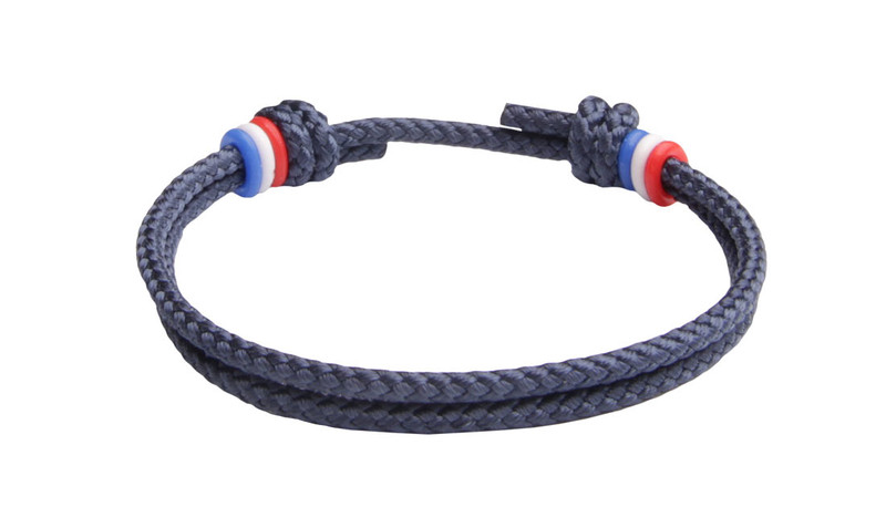 NEW   USA Navy Blue Cord Slide Knot w/Red , White Dash Bracelet - Back