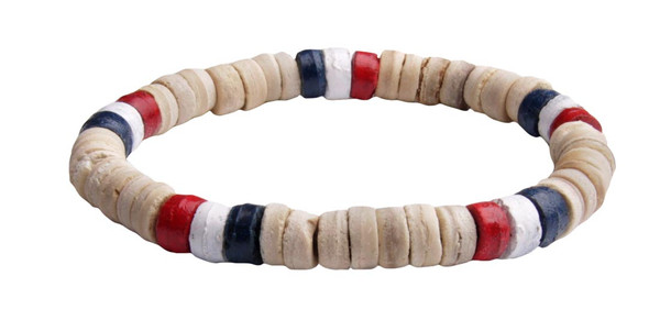 IonLoop Stars & Stripes Coconut  Shell Bead Bracelet
(front view)