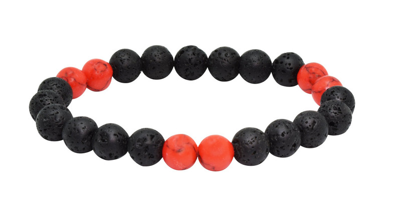 New IonLoop  Lava RED Stone Bracelet contains 8mm sized molten rock beads with 9 Red beads.
(front view)