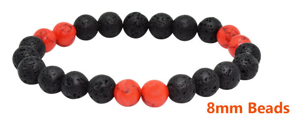 IonLoop  Lava RED Stone Bracelet contains 8mm sized molten rock beads with 9 Red beads.
(front view)