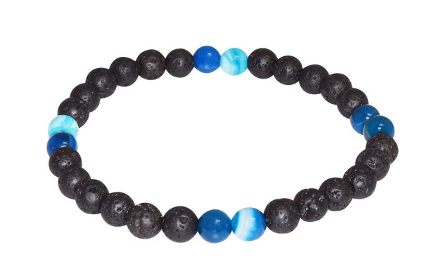 IonLoop  Lava BLU Stone Bracelet contains 6mm sized molten rock beads with 8 BLU beads.
(front view)