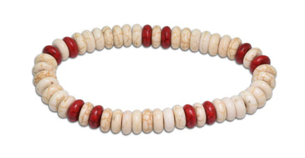 Mixed Color Halo Stone colored beads with Red & Bone