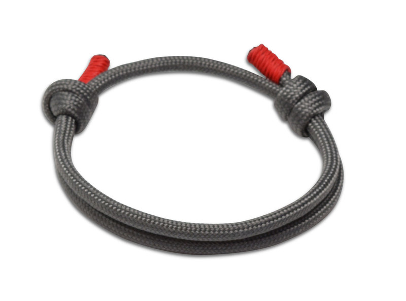 Steel Gray - Red Cord  Slide Knot Bracelet - Back
