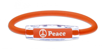 The IonLoop Peace Bracelet contains negative ions and magnets.
(front view)
